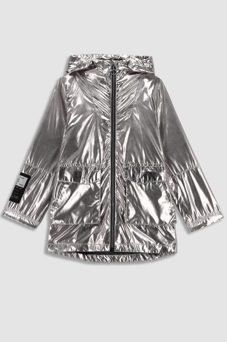 Куртка з відстібним світшотом срібляста  з сітчастою підкладкою і світловідбивними елементами 2