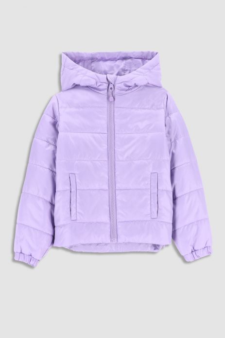 Куртка демісезонна фіолетова  з капюшоном і світловідбивними елементами 2