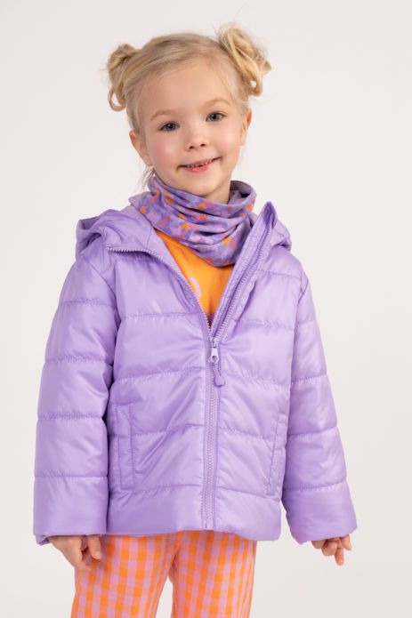 Куртка демісезонна фіолетова  з капюшоном і світловідбивними елементами