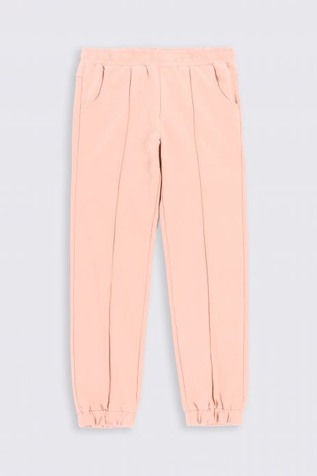 Штани трикотажні пудрово-рожевий з прошивкою на штанинах
