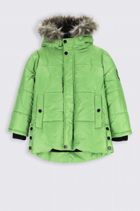 Куртка зимова зелена з капюшоном