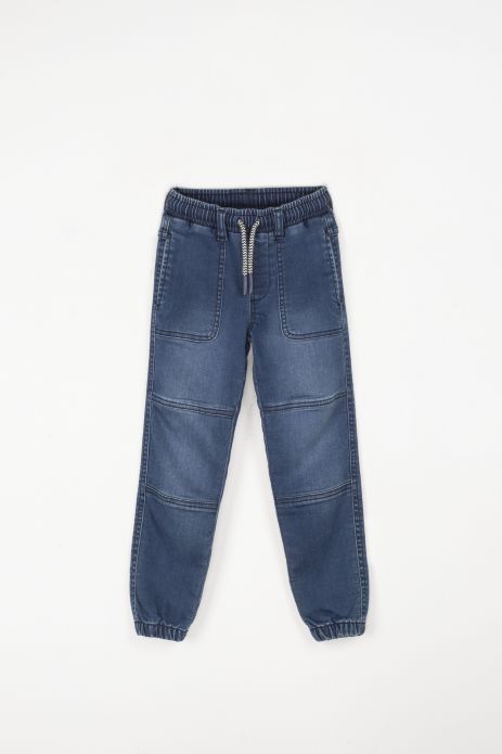 Штани джинсові темно-сині зі шнурком на поясі в фасоні regular 2