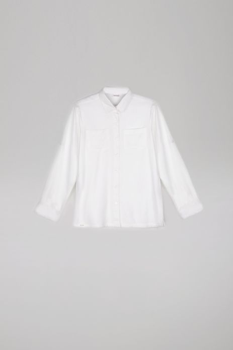 Блузка з довгими рукавами біла з блискучими прикрасами