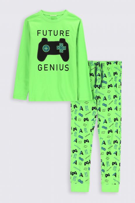 Піжама  для хлопчика зелена бавовняна з довгими рукавами